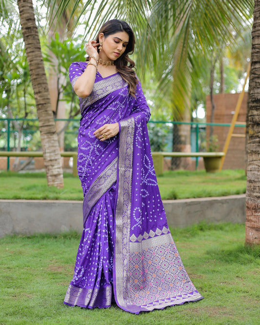 Captivating Blue Color Bandari  Style Saree