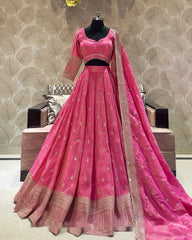 Presenting Sequences Embroidery Work Pink Color Lehenga Choli