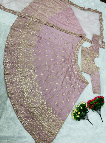 Captivating Embroidered Sequences Work Pink Color Lehenga Choli
