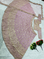 Captivating Embroidered Sequences Work Pink Color Lehenga Choli