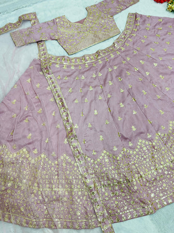 Captivating Embroidered Sequences Work Pink Color Lehenga Choli