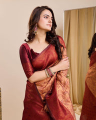 Designer  Jacquard Work Red Color Saree