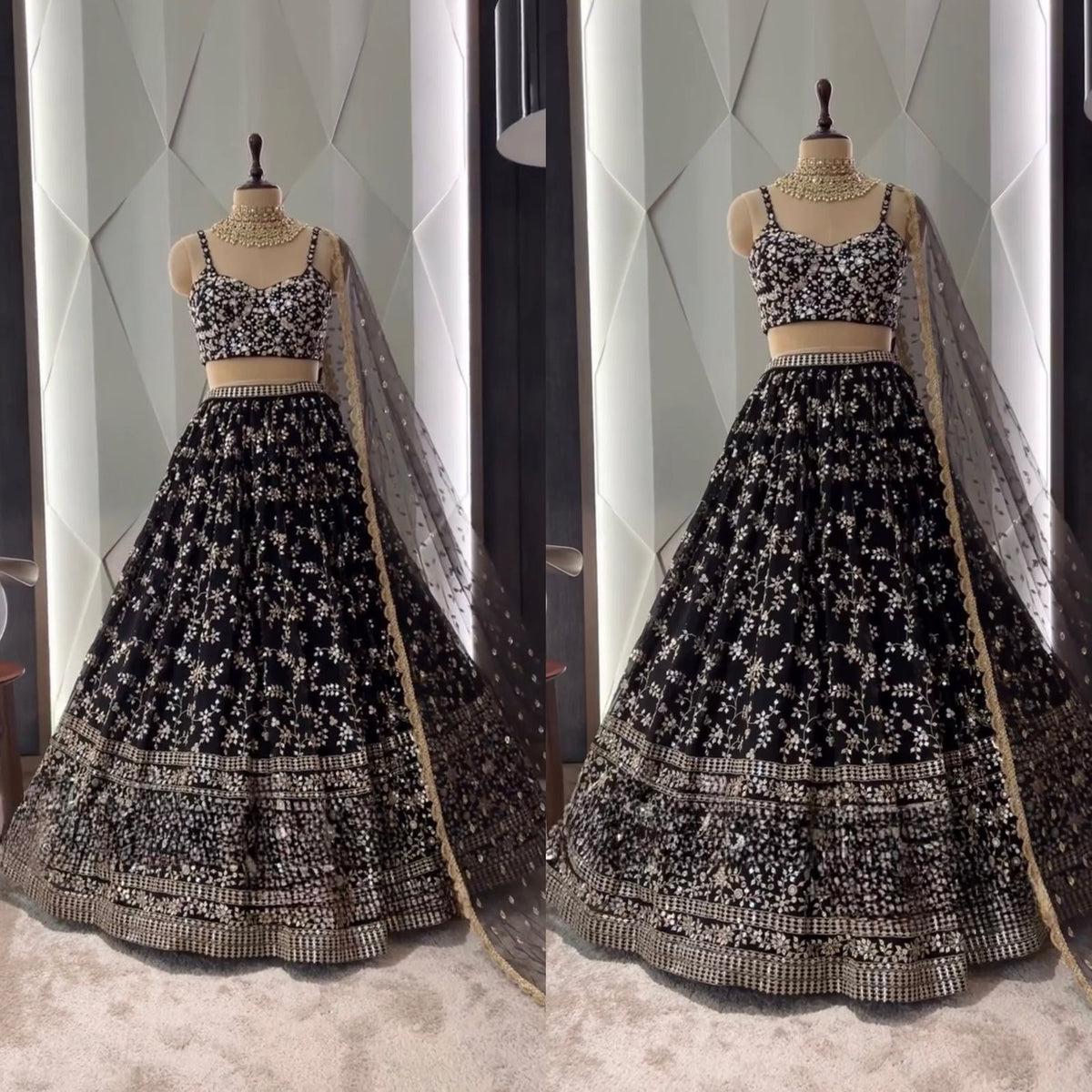 Presenting  Sequence Embroidery Work Black Color Lehenga Choli