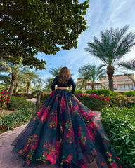 Captivating Floral Printed Black Color Lehenga Choli