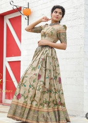 Luxuriant Kalamkari Print Green Color Lehenga Choli