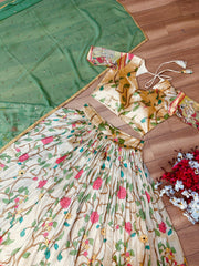 Luxuriant Kalamkari Print Green Color Lehenga Choli