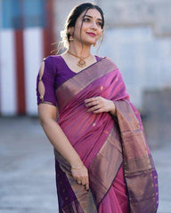 Demanding Rich Pallu Purple Color Saree