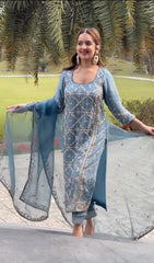 Good Looking Embroidery Sequence Work Sky Blue Color Anarkali Suit