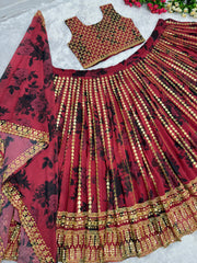 Eyes Catching Maroon Color Embroidered Lehenga Choli