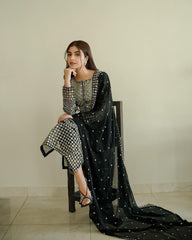 Fantastic Embroidery Sequence Work Black Color Anarkali Suit