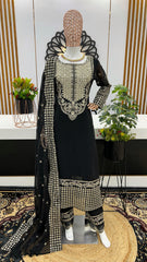 Fantastic Embroidery Sequence Work Black Color Anarkali Suit