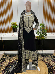 Fantastic Embroidery Sequence Work Black Color Anarkali Suit