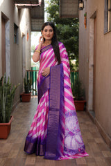 Glimmering  Soft Silk Sarees Pink Color Saree