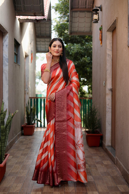 Glimmering  Soft Silk Sarees Red Color Saree