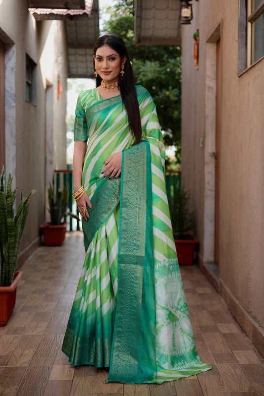 Glimmering  Soft Silk Sarees Green Color Saree