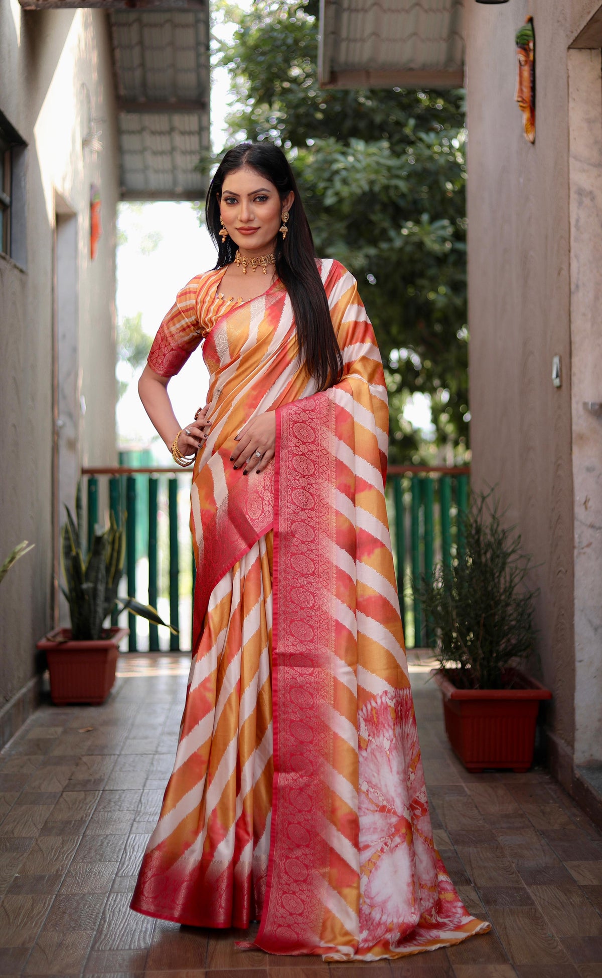 Glimmering  Soft Silk Sarees Orange Color Saree