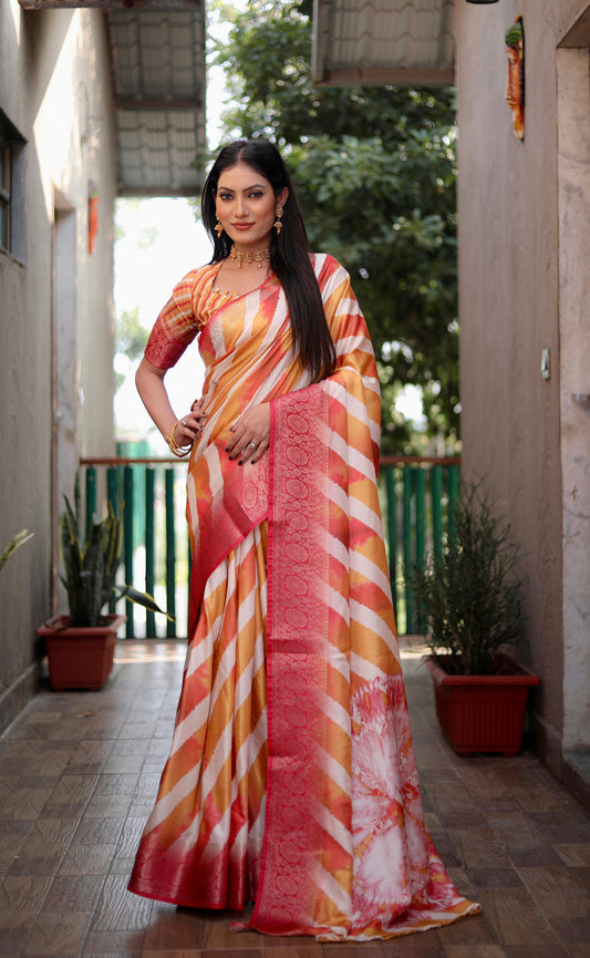 Glimmering  Soft Silk Sarees Orange Color Saree