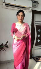 Decent Ready To Wear Red And Pink Multi Color Saree