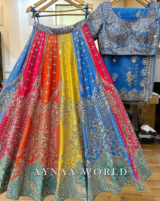 Outstanding Zari With Sequences Work Multi Color Lehenga Choli