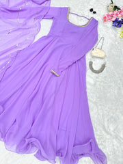 Festive Wear Shine Border Lavender Color Gown