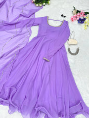 Festive Wear Shine Border Lavender Color Gown