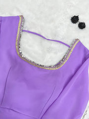 Festive Wear Shine Border Lavender Color Gown