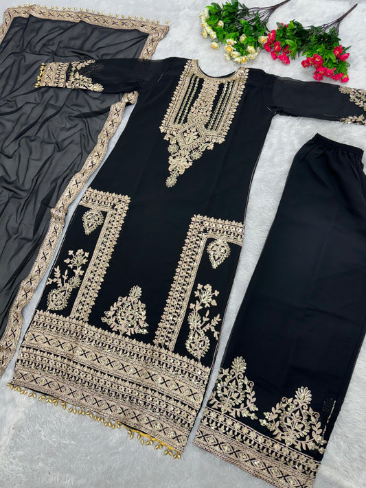 Captivating Sequins Work Black Color Anarkali Suit