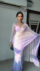 Party Wear Purple And Pink Color Ready To Wear saree