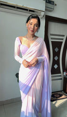 Party Wear Purple And Pink Color Ready To Wear saree