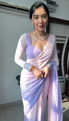 Party Wear Purple And Pink Color Ready To Wear saree