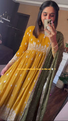 Embellished  Embroidery Sequence Work Yellow Color Gown