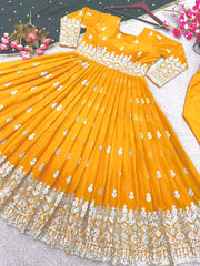 Embellished  Embroidery Sequence Work Yellow Color Gown