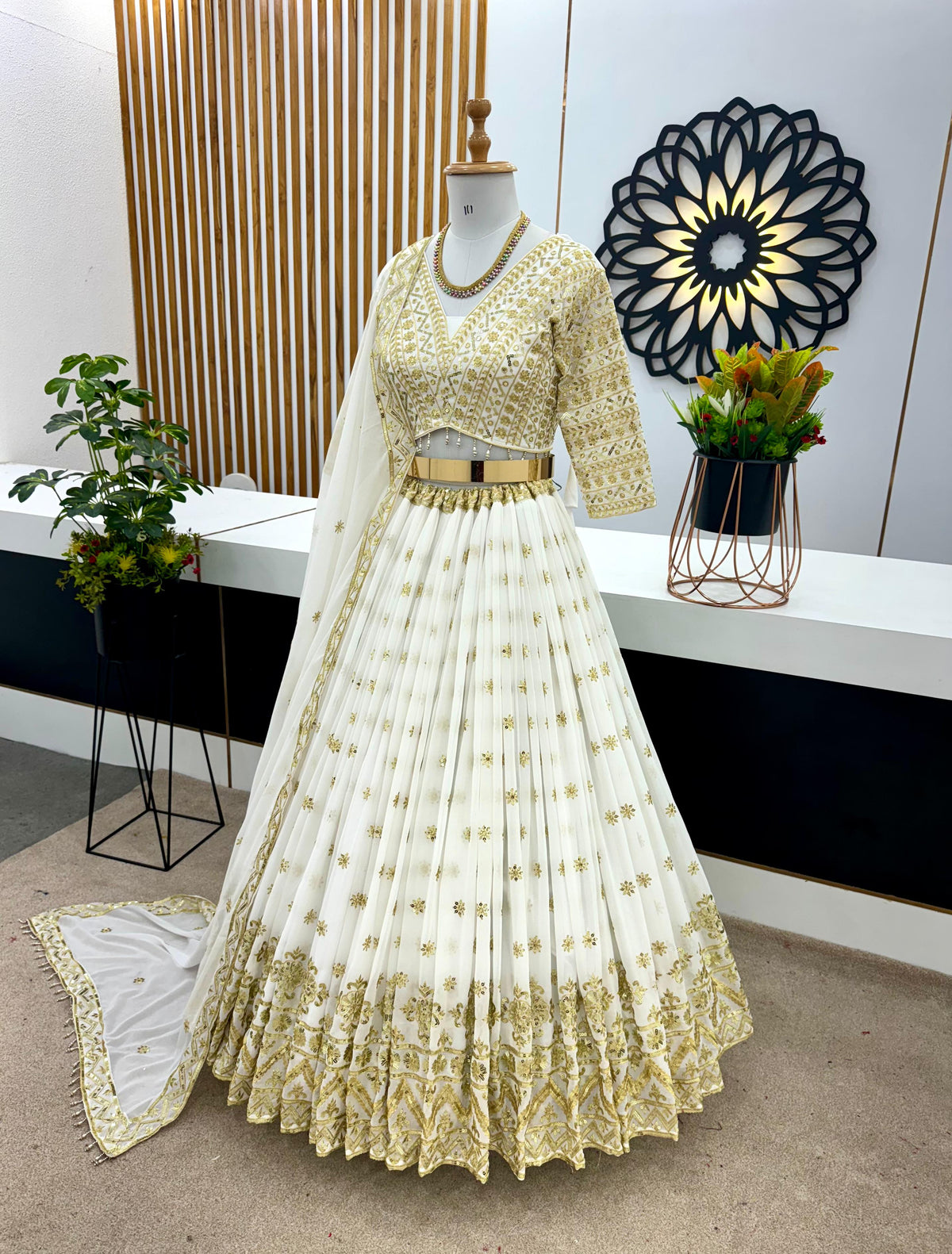 Captivating  White Color Embroidery Sequence Work Lehenga Choli