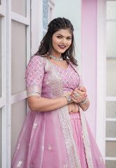 Indowestern Pink Color Lehenga Choli With Shrug