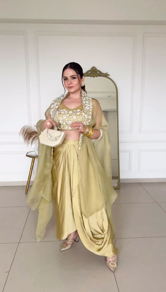 Ceremony Wear  Thread With Sequence Light Yellow Color Lehenga Choli