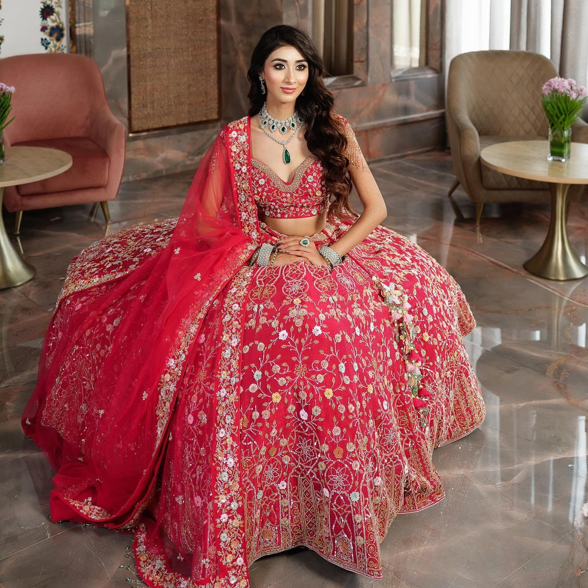 Designer Pink Color Bridal Lehenga Choli