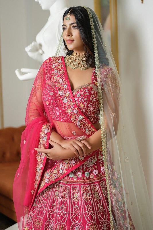 Designer Pink Color Bridal Lehenga Choli