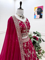Captivating Embroidery Sequence Work Pink Color Lehenga Choli