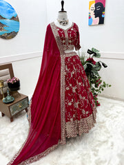 Captivating Embroidery Sequence Work Pink Color Lehenga Choli