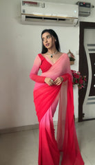 Mesmerizing Georgette Silk Pink Color Ready To Wear Saree