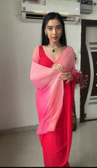 Mesmerizing Georgette Silk Pink Color Ready To Wear Saree