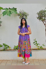 Glorious Kalamkari Print Blue Color Long Gown