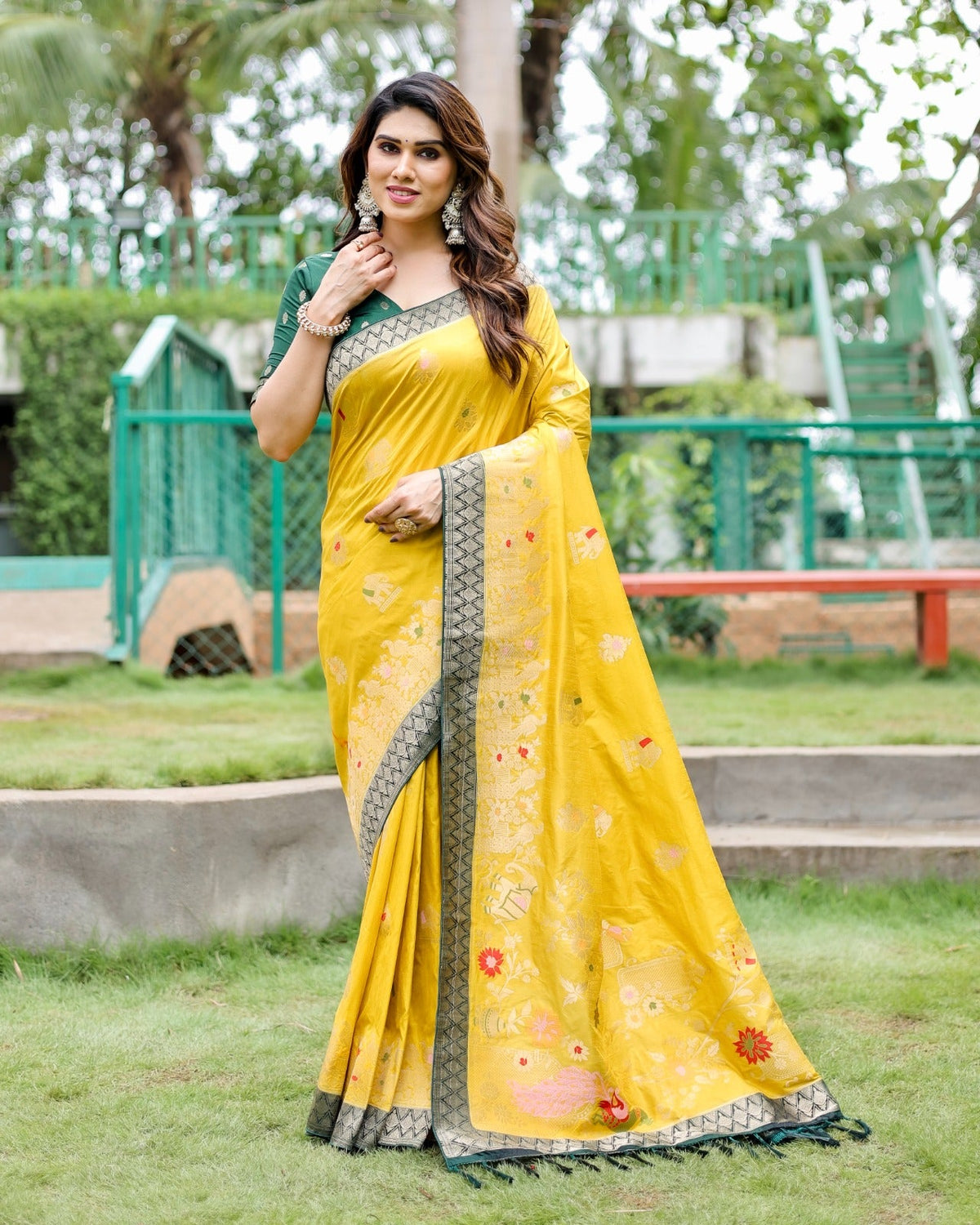 Preferable Kanjivaram Silk Yellow Color Saree