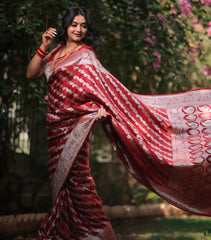 Captivating Red Color Jacquard Border Silk Saree