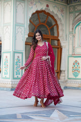 Classy Sequins Embroidered Work Pink Color Anarkali Suit