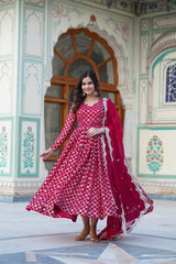 Classy Sequins Embroidered Work Pink Color Anarkali Suit