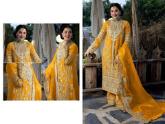 Demanding Embroidery Sequence Work Yellow Color Anarkali Suit