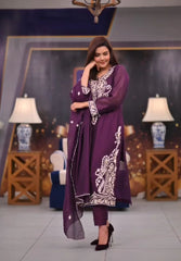 Outstanding  Embroidery Work Purple Color Anarkali Suit