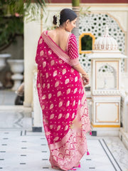 Embellished Pink Color Jacquard Border Silk Saree