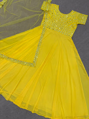 Demanding Embroidery Thread Work Yellow Color Lehenga Choli